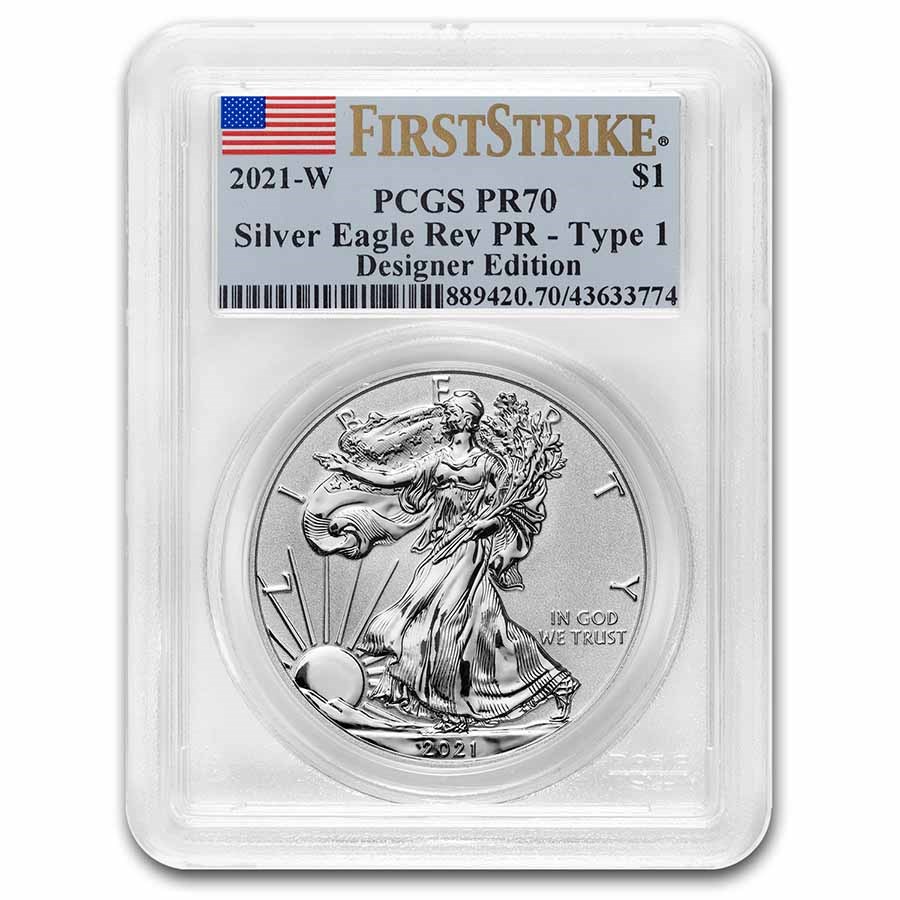2021-W Silver Eagle (T1) Rev Proof PR-70 PCGS (FS®, Designer)
