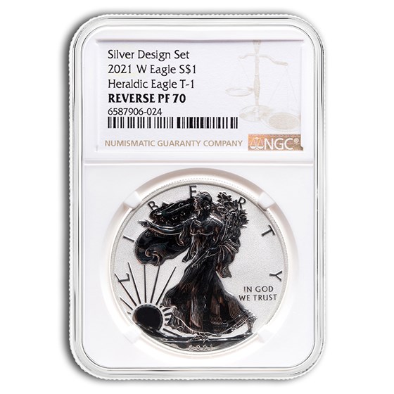 2021-W Silver Eagle (Type 1) Reverse Proof PF-70 NGC 2021-W Silver Eagle (Type 1) Reverse Proof PF-70 NGC