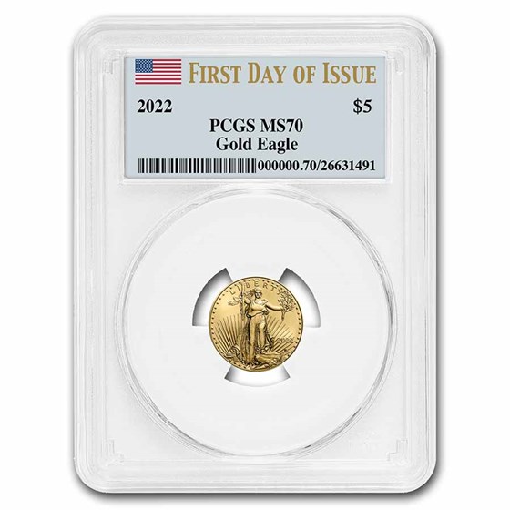 2022 1/10 oz American Gold Eagle MS-70 PCGS (First Day of Issue) 2022 1/10 oz American Gold Eagle MS-70 PCGS (First Day of Issue)