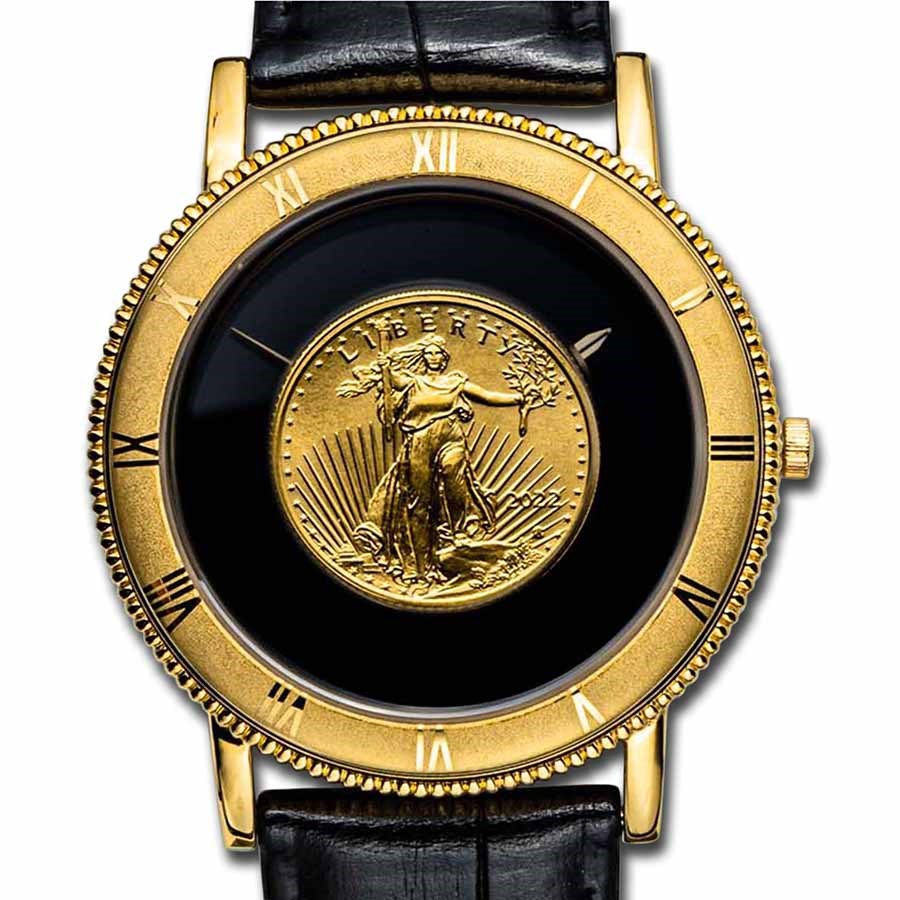 2022 1/10 oz Gold American Eagle Leather Band Watch