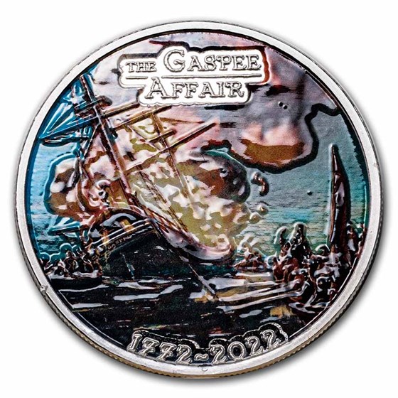2022 1 oz Ag $1 American Rev The Gaspee Affair (Colorized)