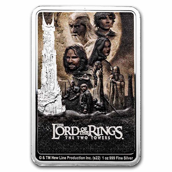 2022 1 oz Ag Coin $2 LOTR: The Two Towers Movie Poster 2022 1 oz Ag Coin $2 LOTR: The Two Towers Movie Poster