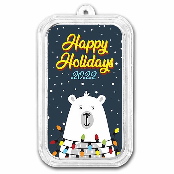 2022 1 oz Ag Colorized Bar - APMEX (Happy Holidays Polar Bear) 2022 1 oz Ag Colorized Bar - APMEX (Happy Holidays Polar Bear)