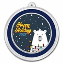 2022 1 oz Ag Colorized Round - APMEX (Happy Holidays Polar Bear)