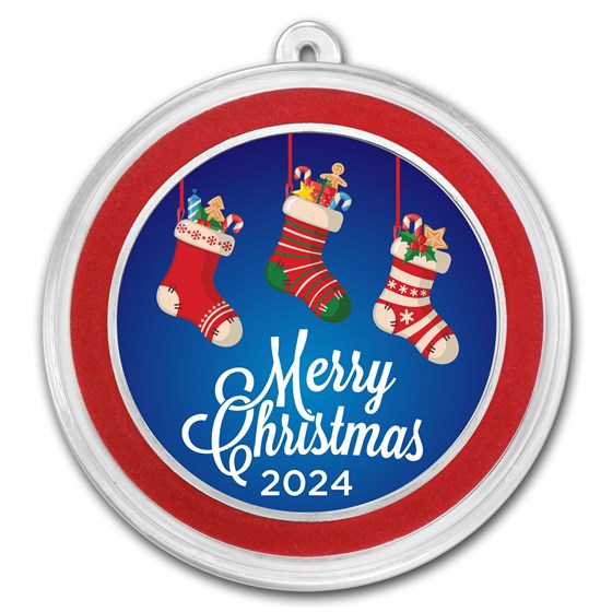 2022 1 oz Ag Colorized Round - APMEX (Merry Christmas Stockings) 2022 1 oz Ag Colorized Round - APMEX (Merry Christmas Stockings)
