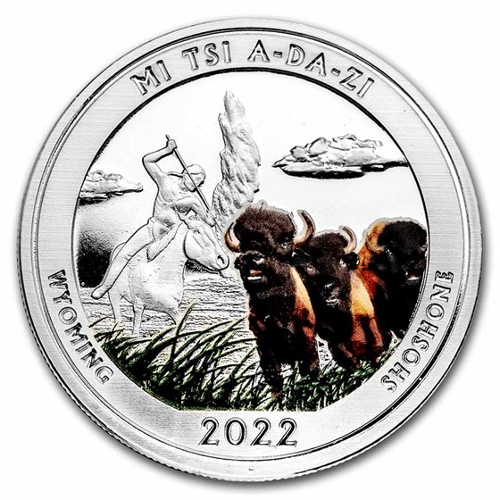 2022 1 oz Ag NATB Wyoming Yellowstone National Park (Colorized)