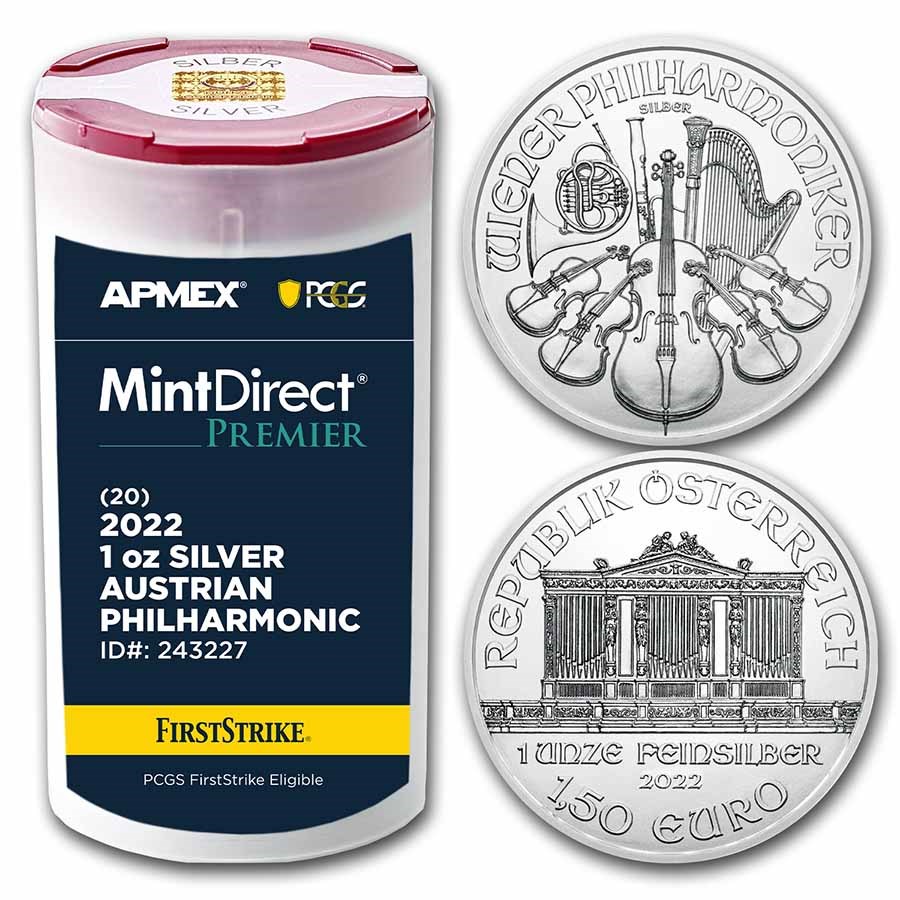 2022 1 oz Ag Philharmonic (20-Coin MD® Premier Tube + PCGS FS®)