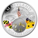 2022 1 oz Ag Treasures of the U.S. Maryland Blue Crab Shell Color