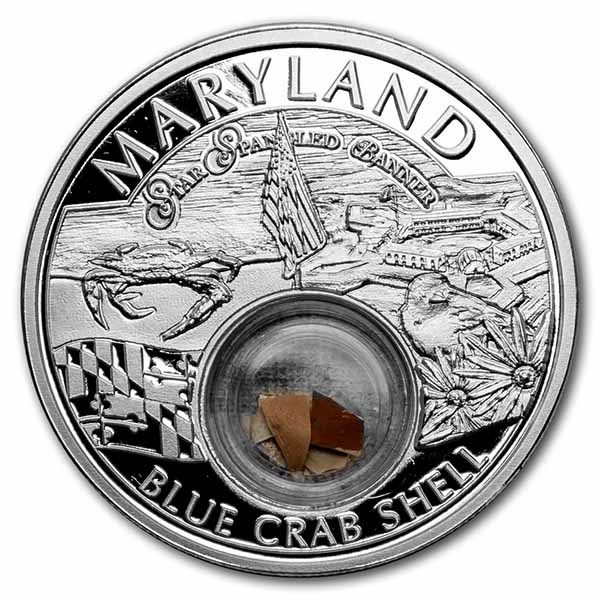 2022 1 oz Ag Treasures of the U.S. Maryland Blue Crab Shell