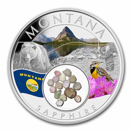2022 1 oz Ag Treasures of the U.S. Montana Sapphire (Colorized) 2022 1 oz Ag Treasures of the U.S. Montana Sapphire (Colorized)