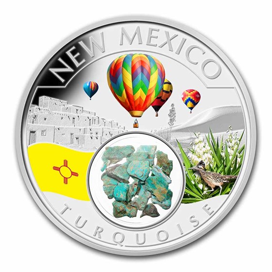 2022 1 oz Ag Treasures of the U.S. New Mexico Turquoise (Color)