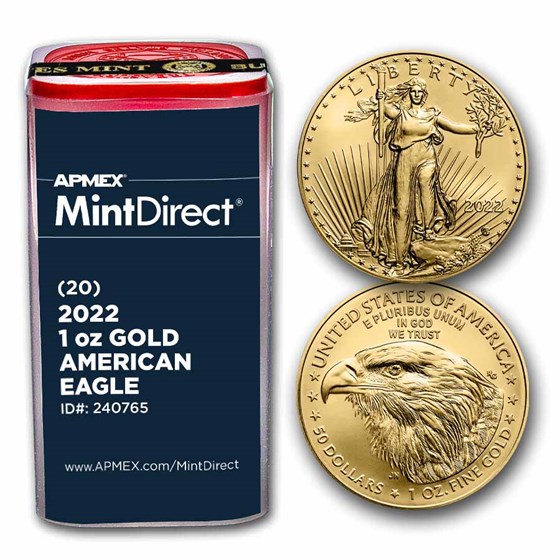 2022 1 oz American Gold Eagle (20-Coin MintDirect® Tube) 2022 1 oz American Gold Eagle (20-Coin MintDirect® Tube)