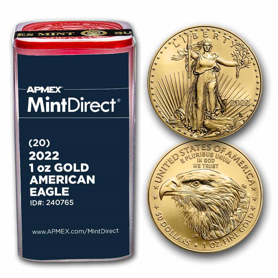 2022 1 oz American Gold Eagle (20-Coin MintDirect® Tube)