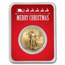 2022 1 oz American Gold Eagle - w/Red Merry Christmas Card