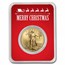2022 1 oz American Gold Eagle - w/Red Merry Christmas Card