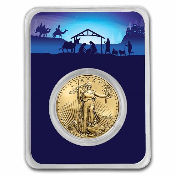 2022 1 oz American Gold Eagle - w/Starry Night Nativity Card 2022 1 oz American Gold Eagle - w/Starry Night Nativity Card