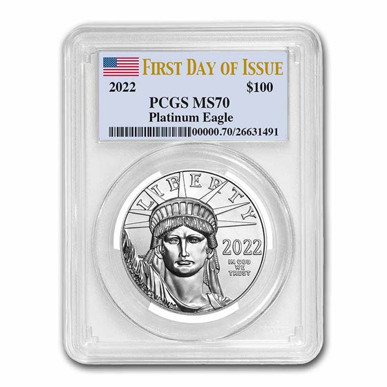 2022 1 oz American Platinum Eagle MS-70 PCGS (First Day of Issue) 2022 1 oz American Platinum Eagle MS-70 PCGS (First Day of Issue)