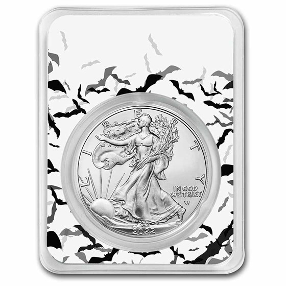 2022 1 oz American Silver Eagle (w/Black Bats Card, In TEP) 2022 1 oz American Silver Eagle (w/Black Bats Card, In TEP)