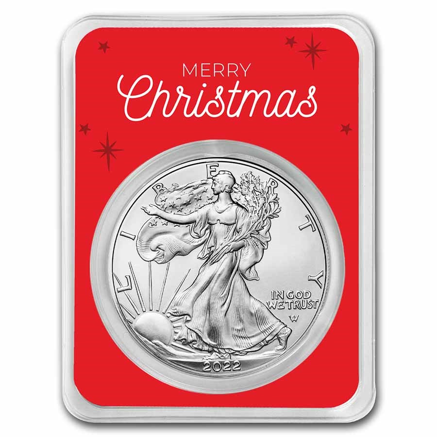 2022 1 oz American Silver Eagle - w/Christmas Snowy Village Card