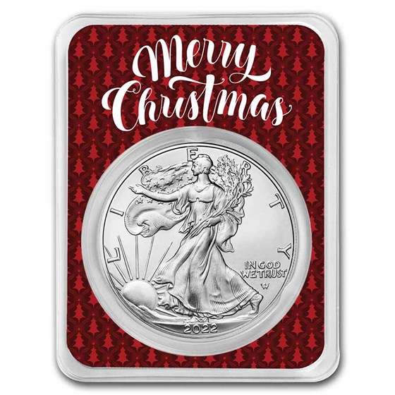 2022 1 oz American Silver Eagle - w/Elegant Merry Christmas Card