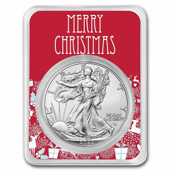 2022 1 oz American Silver Eagle - w/Festive Merry Christmas Card 2022 1 oz American Silver Eagle - w/Festive Merry Christmas Card