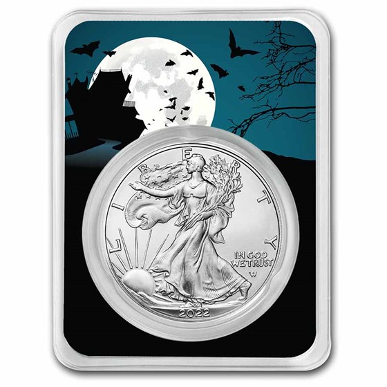 2022 1 oz American Silver Eagle (w/Haunted House Card, In TEP) 2022 1 oz American Silver Eagle (w/Haunted House Card, In TEP)