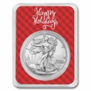 2022 1 oz American Silver Eagle - w/Plaid Happy Holidays Card
