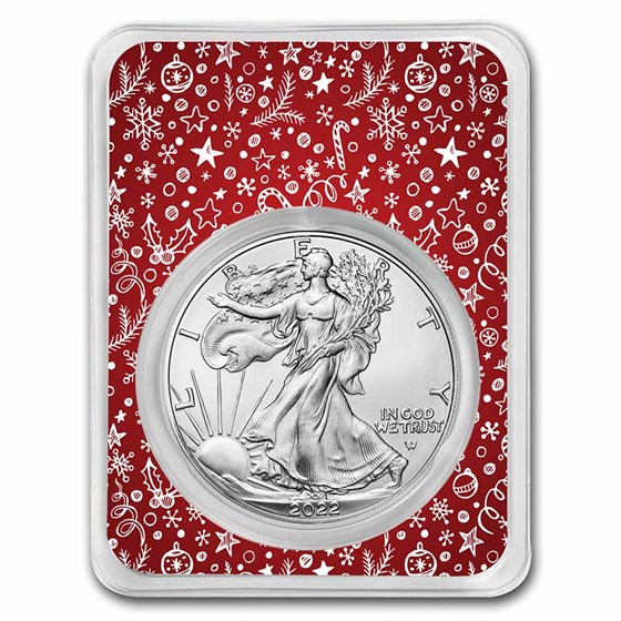 2022 1 oz American Silver Eagle - w/Red Winter Holiday Card 2022 1 oz American Silver Eagle - w/Red Winter Holiday Card