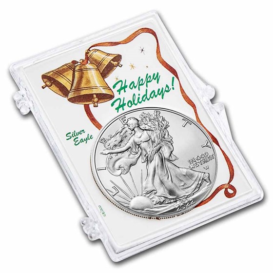 2022 1 oz American Silver Eagle - w/Snap-Lock Holder, Jingle Bell 2022 1 oz American Silver Eagle - w/Snap-Lock Holder, Jingle Bell