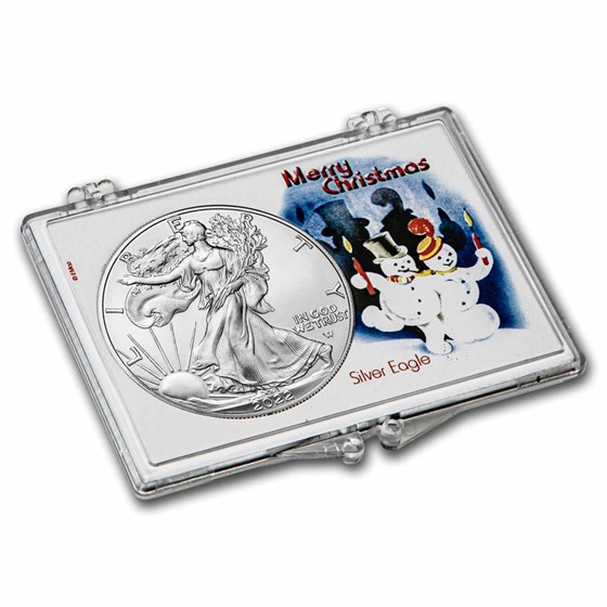 2022 1 oz American Silver Eagle - w/Snap-Lock Holder, Snowmen 2022 1 oz American Silver Eagle - w/Snap-Lock Holder, Snowmen