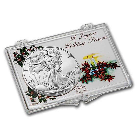 2022 1 oz American Silver Eagle - w/Snap-Lock, Joyous Holiday 2022 1 oz American Silver Eagle - w/Snap-Lock, Joyous Holiday