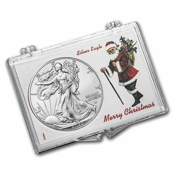 2022 1 oz American Silver Eagle - w/Snap-Lock, Merry Christmas 2022 1 oz American Silver Eagle - w/Snap-Lock, Merry Christmas