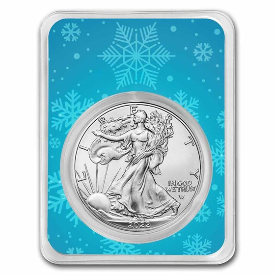 2022 1 oz American Silver Eagle - w/Snowflakes Card 2022 1 oz American Silver Eagle - w/Snowflakes Card
