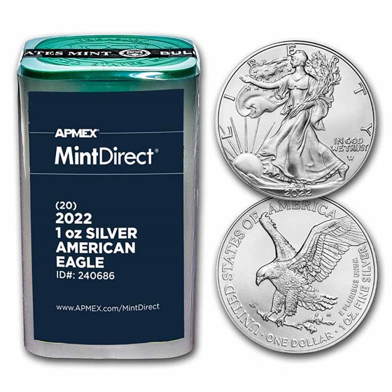 2022 1 oz American Silver Eagles (20-Coin MintDirect® Tube) 2022 1 oz American Silver Eagles (20-Coin MintDirect® Tube)