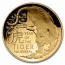2022 1 oz AUS Gold Lunar Year of the Tiger Domed Proof (Abrasion)