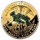 2022 1 oz Gold $100 Australia Rainforest Domed Proof (Box & COA)