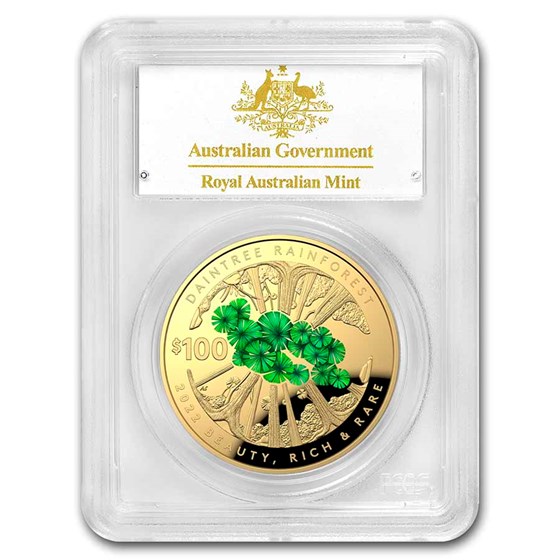 2022 1 oz Gold $100 Daintree Rainforest Domed PR-70 PCGS (FS) 2022 1 oz Gold $100 Daintree Rainforest Domed PR-70 PCGS (FS)