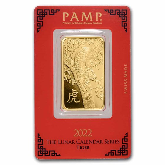 2022 1 oz Gold Bar - PAMP Suisse Year of the Tiger (In Assay) 2022 1 oz Gold Bar - PAMP Suisse Year of the Tiger (In Assay)