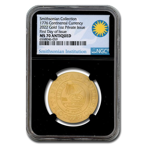 2022 1 oz Gold Continental Currency PF-70 NGC (Antiqued, FDI) 2022 1 oz Gold Continental Currency PF-70 NGC (Antiqued, FDI)