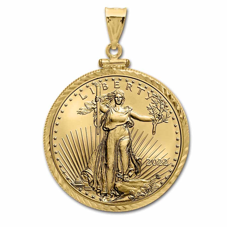 2022 1 oz Gold Eagle Pendant (Diamond-ScrewTop Bezel)