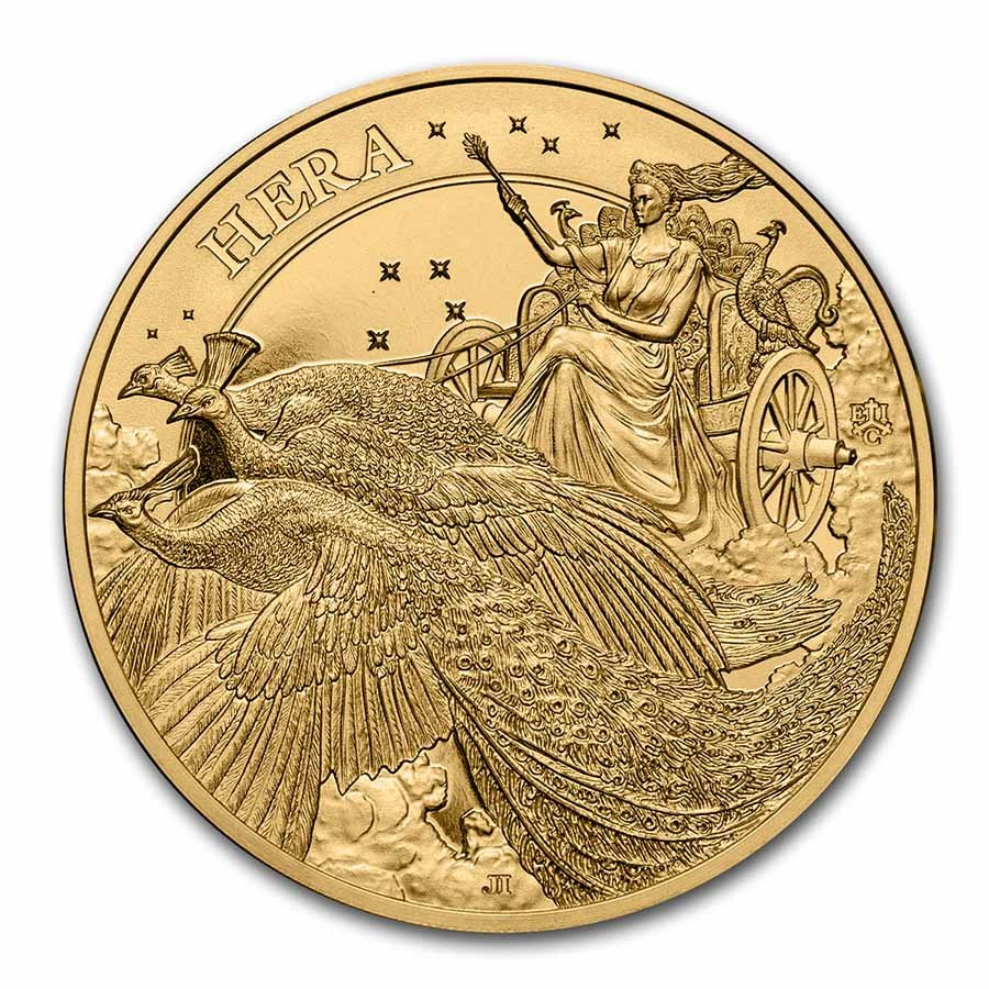 2022 1 oz Gold Goddesses: Hera and the Peacock BU (w/ Box & COA)
