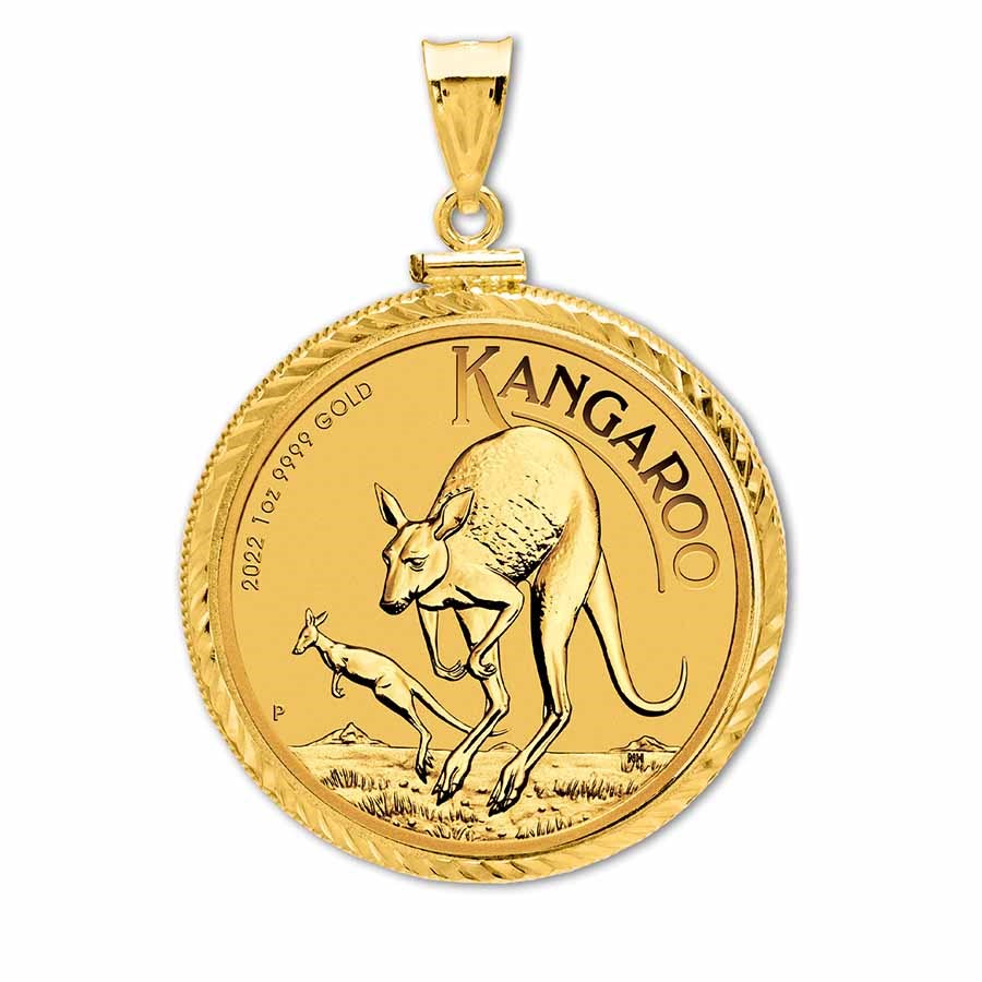 2022 1 oz Gold Kangaroo Pendant (Diamond-ScrewTop Bezel)