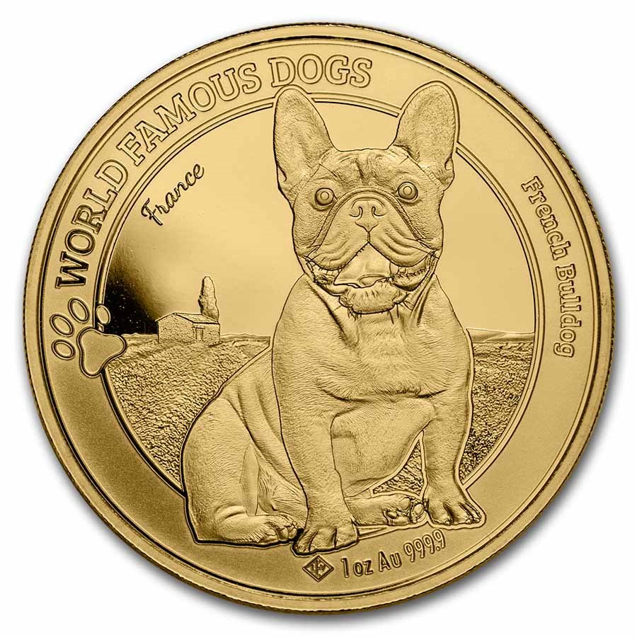 2022 1 oz Gold World Famous Dogs - French Bulldog