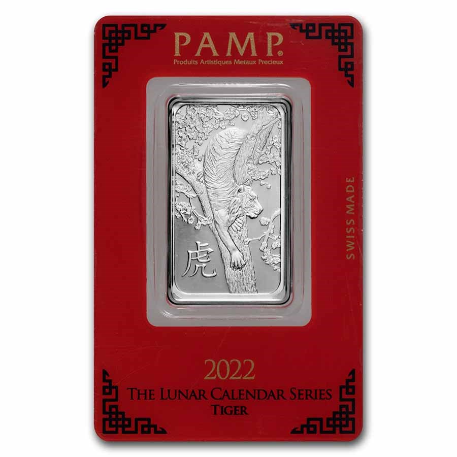 2022 1 oz Platinum Bar - PAMP Suisse (Year of the Tiger)