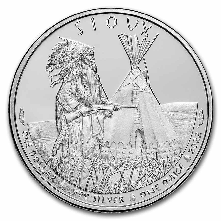 2022 1 oz Silver $1 Sioux Indian Chief Guardian BU