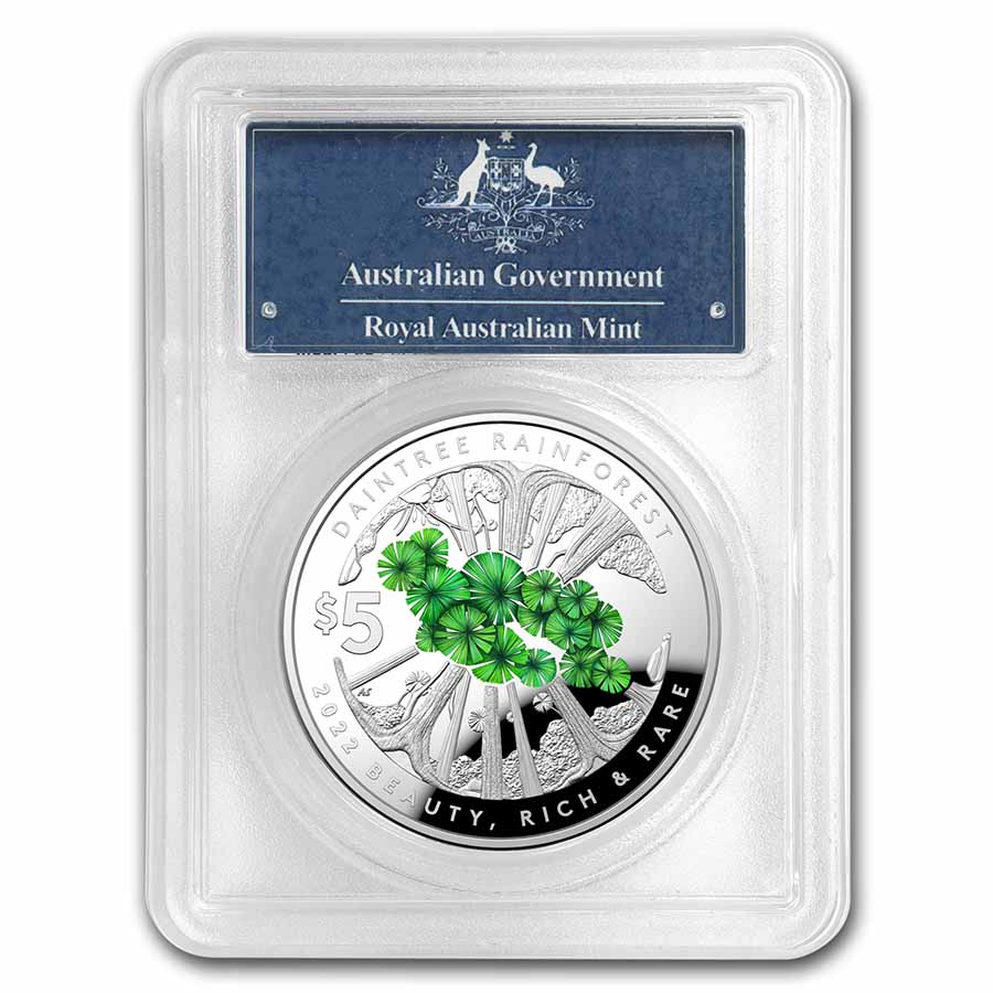Buy 2022 1 oz Silver $5 Domed Australia Rainforest PR-70 PCGS (FS
