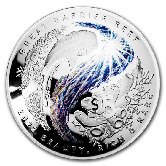 2022 1 oz Silver $5 Domed Great Barrier Reef Proof (w/Box & COA) 2022 1 oz Silver $5 Domed Great Barrier Reef Proof (w/Box & COA)