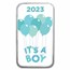 2022 1 oz Silver Colorized Bar - APMEX (It's A Boy, Balloons)