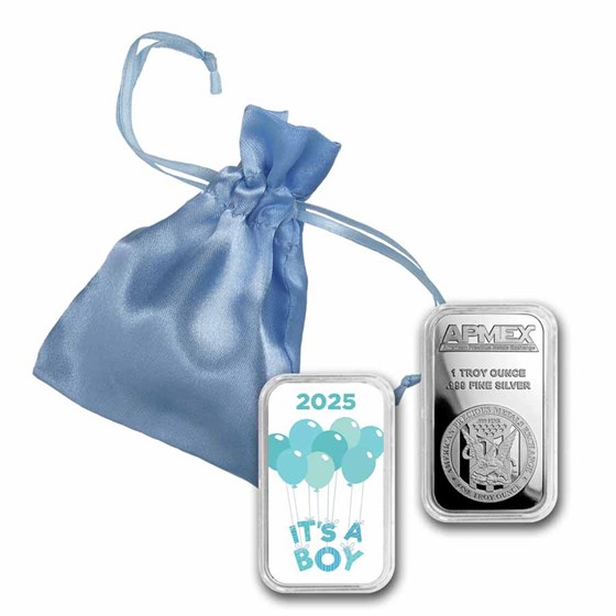 2022 1 oz Silver Colorized Bar - APMEX (It's A Boy, Balloons)
