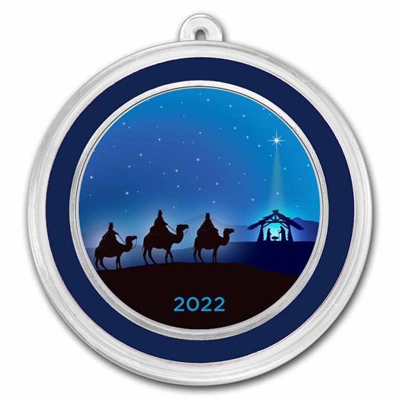 2022 1 oz Silver Colorized Round - APMEX (Three Wise Men Blue)